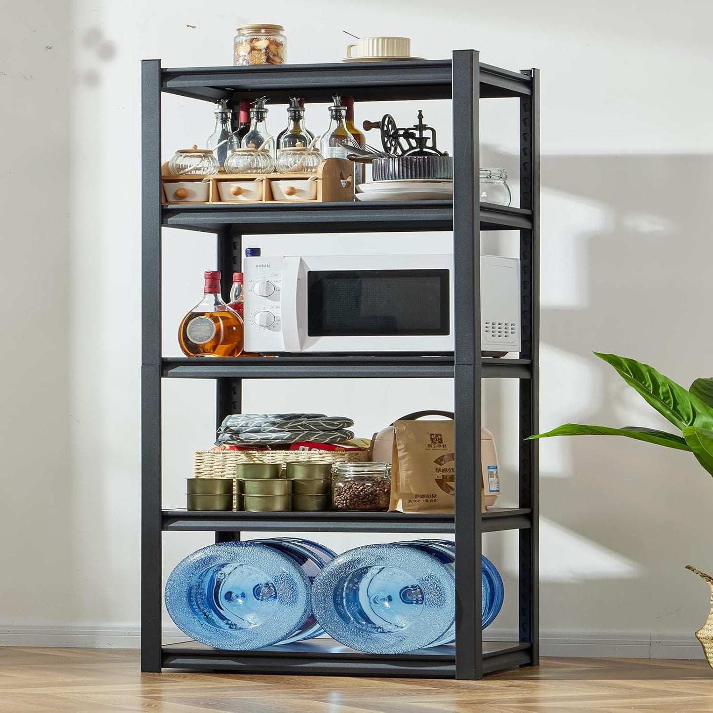 REIBII Storage Shelves 2500LBS Metal Shelving Adjustable Garage Shelving 5 Tier Garage Storage Shelves for Closet Kitchen Pantry 24.4''W X 16.4''D X 60''H