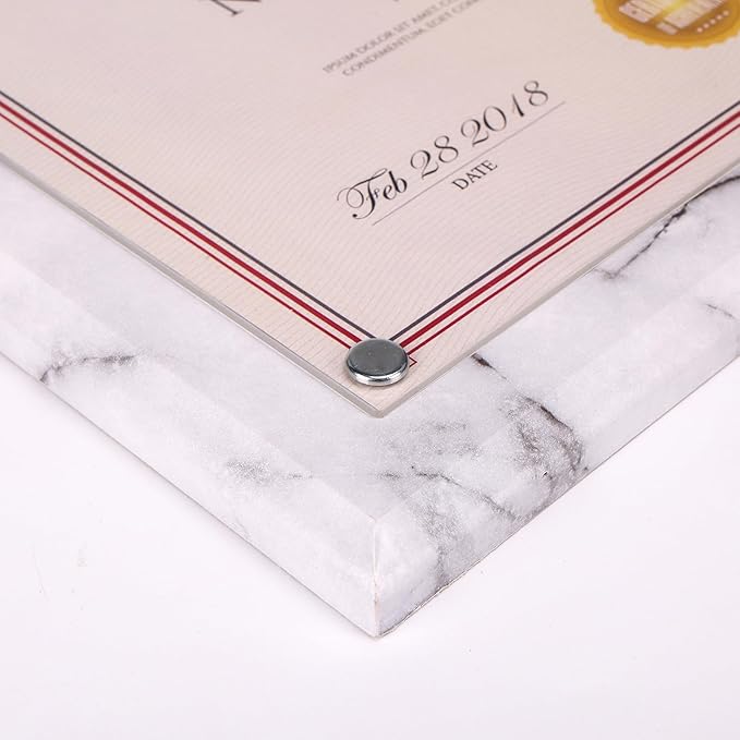 PETAFLOP Picture Frames 8.5 x 11 Marble Color Design, Certificate Award Document Plaque Wall Mounted Display, Single