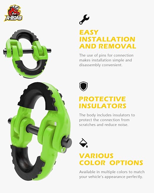 1/2 Safety Chain Connector, 2 Pack Hammerlock Coupling for Trailer Chains, 12000Lbs Load Capacity, Alloy Steel Tow Hitch Safety Link, Green