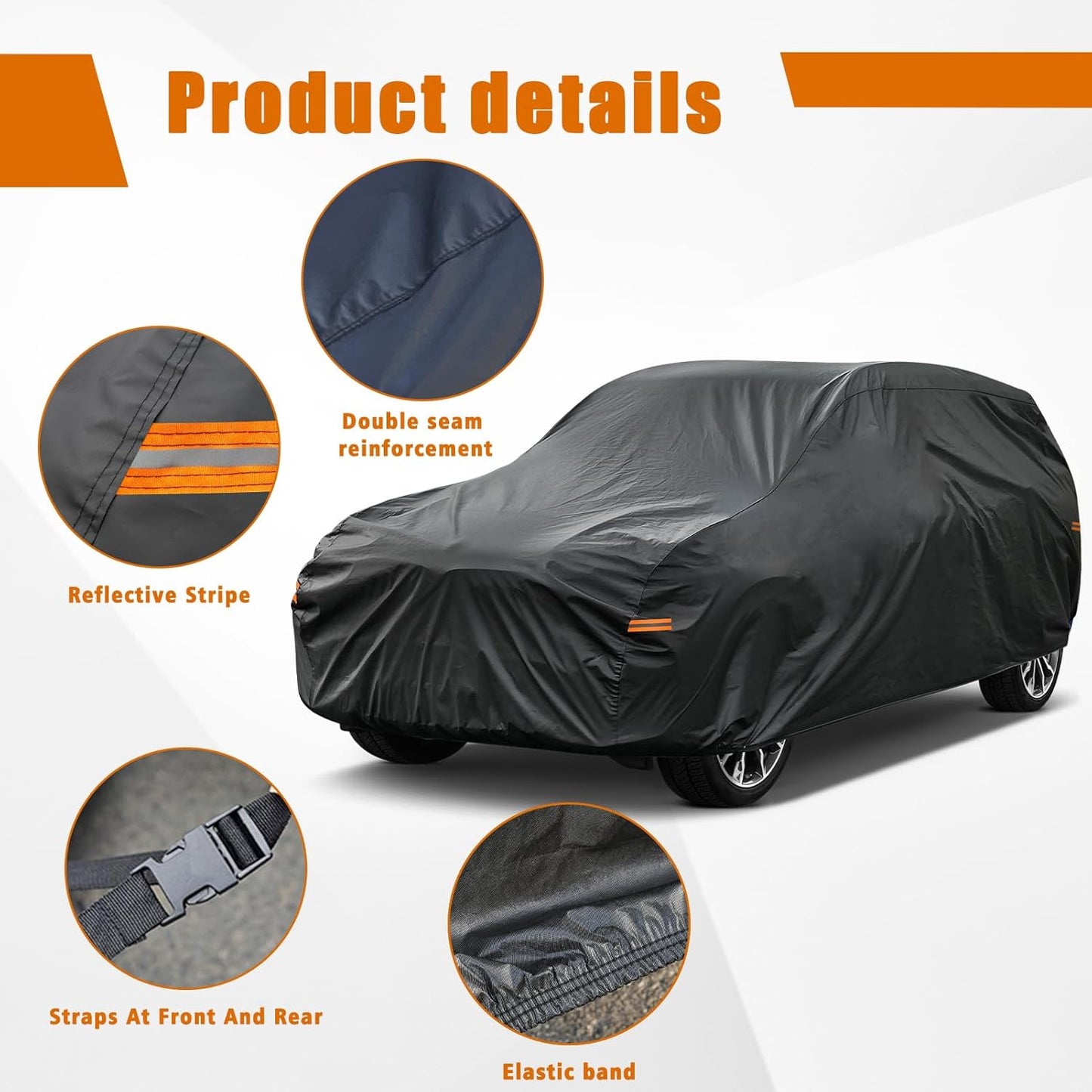Kayme 7 Layers SUV Car Cover Custom Fit for BMW X7 (2018-2025) Waterproof All Weather for Automobiles, Outdoor Full Cover Rain Sun UV Protection.Black