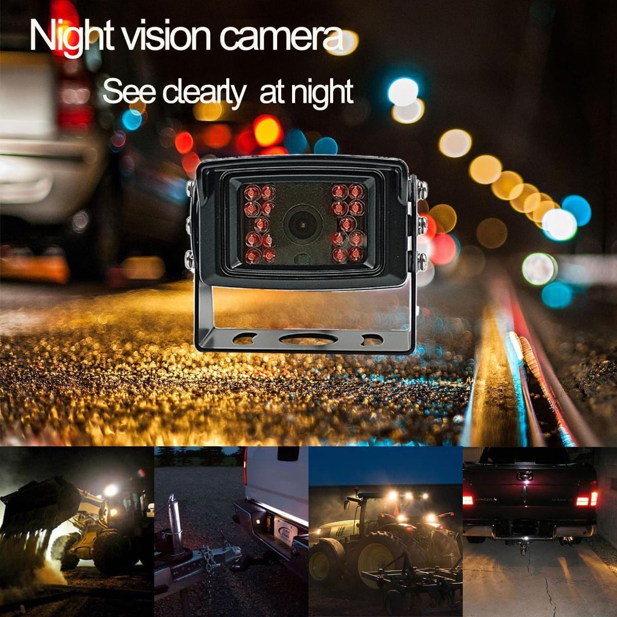 AHD 720P, Super Clear, 7" Wired Monitor Rear View Backup Camera System for Farm Tractor, Truck, RV, Forklift, Heavy Equipment, EXCAVTORS, Skid Steer