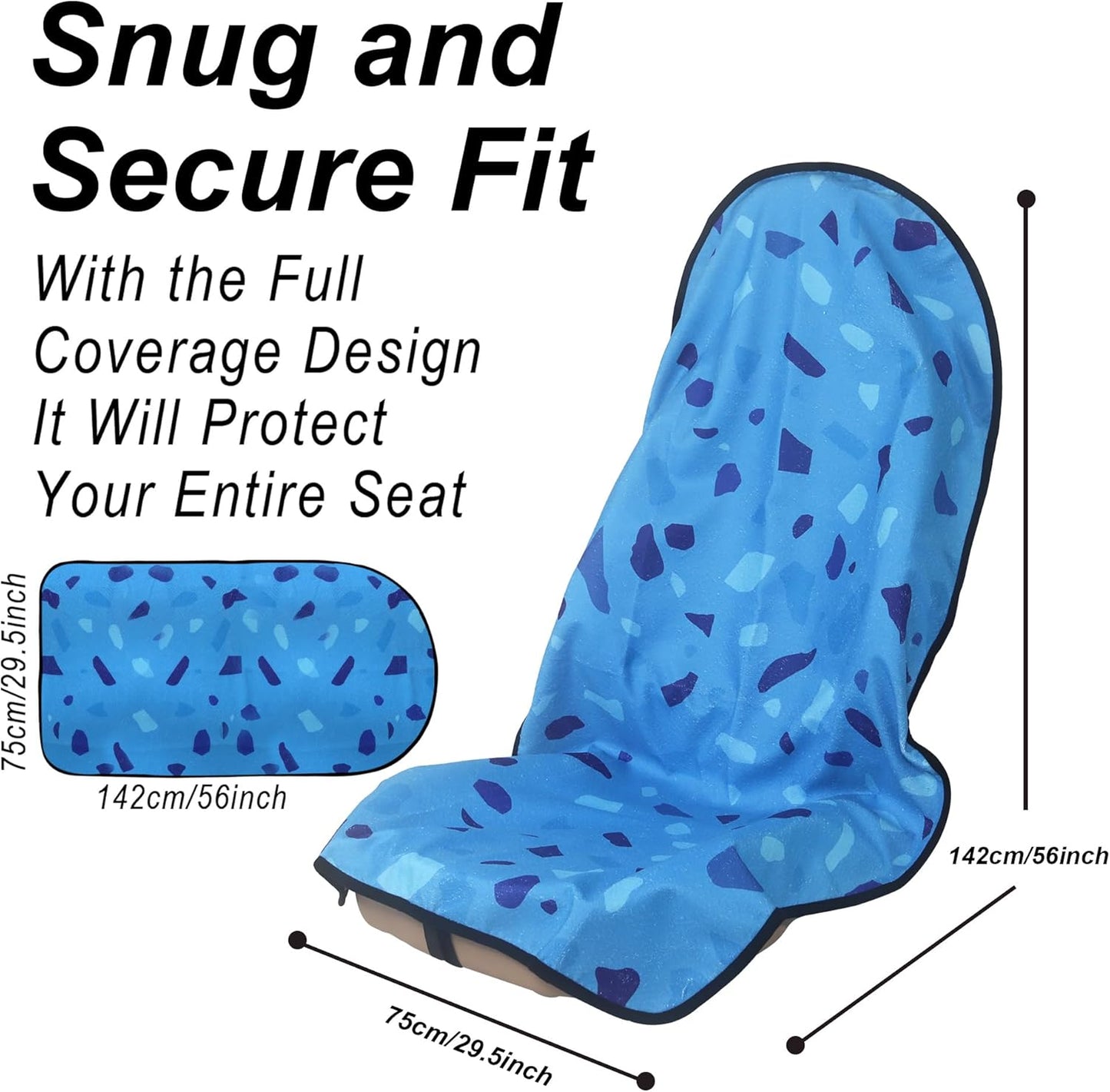 Car Seat Cover Protector Front Seats,for Gym Workout,Running,Swimming,Beach and Hiking,Waterproof Sweat Towel Bucket Seat Covers for Cars SUV Trucks (Blue Marbling, 1Pcs)