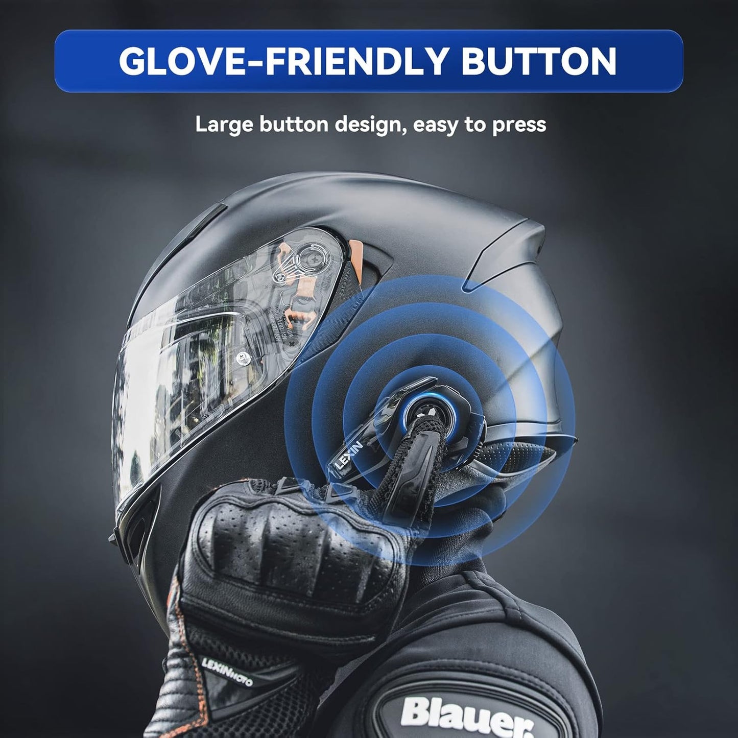 LEXIN G2P Motorcycle Helmet Bluetooth Headset, Group Intercom Communication Systems, FM Radio/ 6 Shells/Universal Pairing/Private Talk/Noise Cancellation, Fit for Snowmobile/ATV, 2 Pack