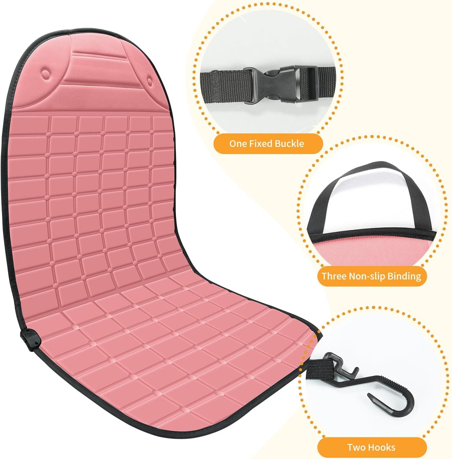 Seat Cushion for Cold Weather - Winter Soft Seat Cover with Adiustanle Buckle for Full Back and Seat (Pink)