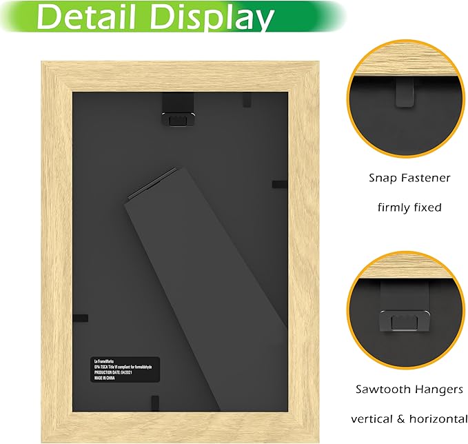 FrameWorks 2-Pack, 4x6 Picture Frame, Natural Oak ??Classic Wooden Photo Frame with Tempered Glass, Modern Matte Finish for Prints, Posters, Certificates & Wall Decor ??Gallery-Ready