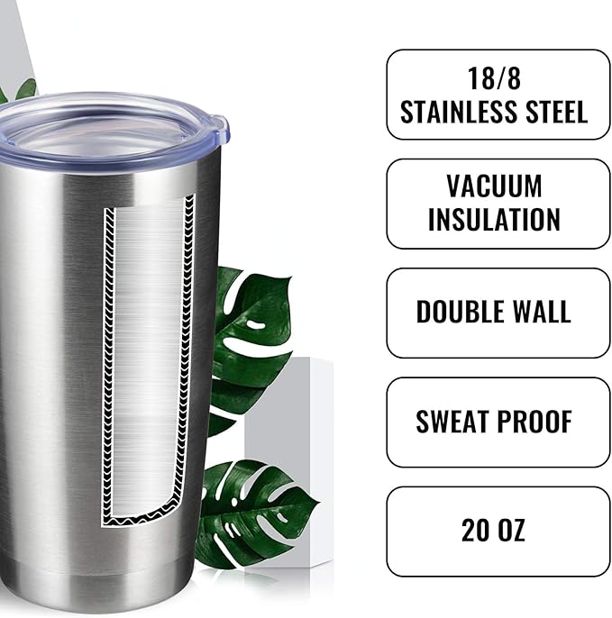 12 pack 20 OZ Double Wall Stainless Steel Vacuum Insulated Tumbler Coffee Travel Mug With Lid, Durable Powder Coated Insulated Coffee Cup for Cold & Hot Drinks (Silver, 12 pack)