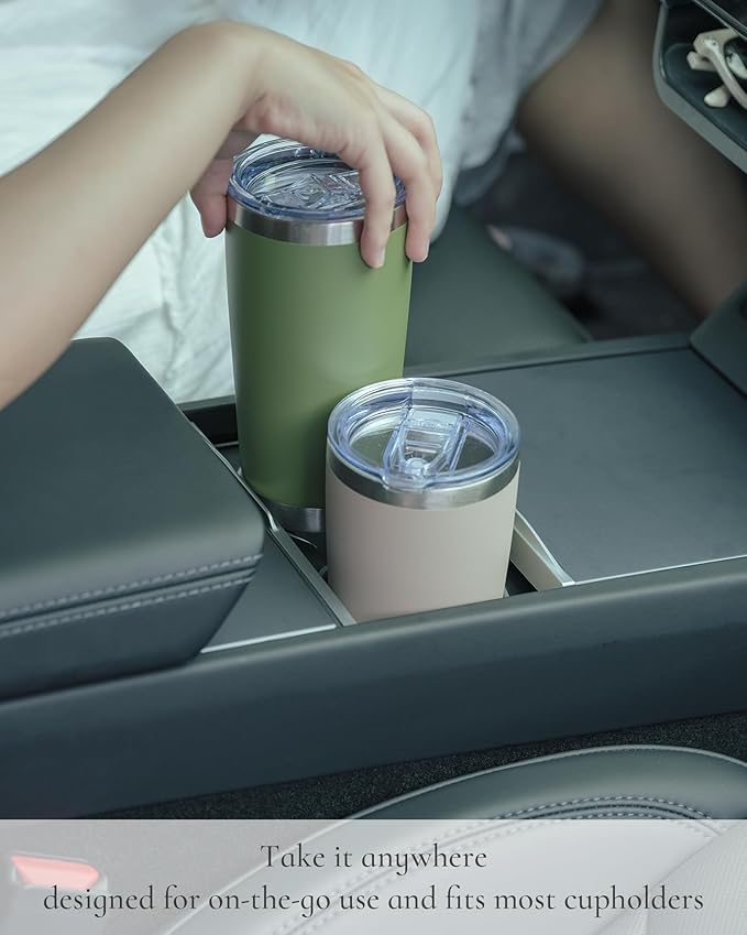 Travel Coffee Tumbler 20oz, 12 Pack Leakproof Travel Coffee Mug with Lid and Straw, Stainless Steel Double Wall Vacuum Insulated Tumbler for Hot/Iced Drinks (Textured Matte, Navy Blue)
