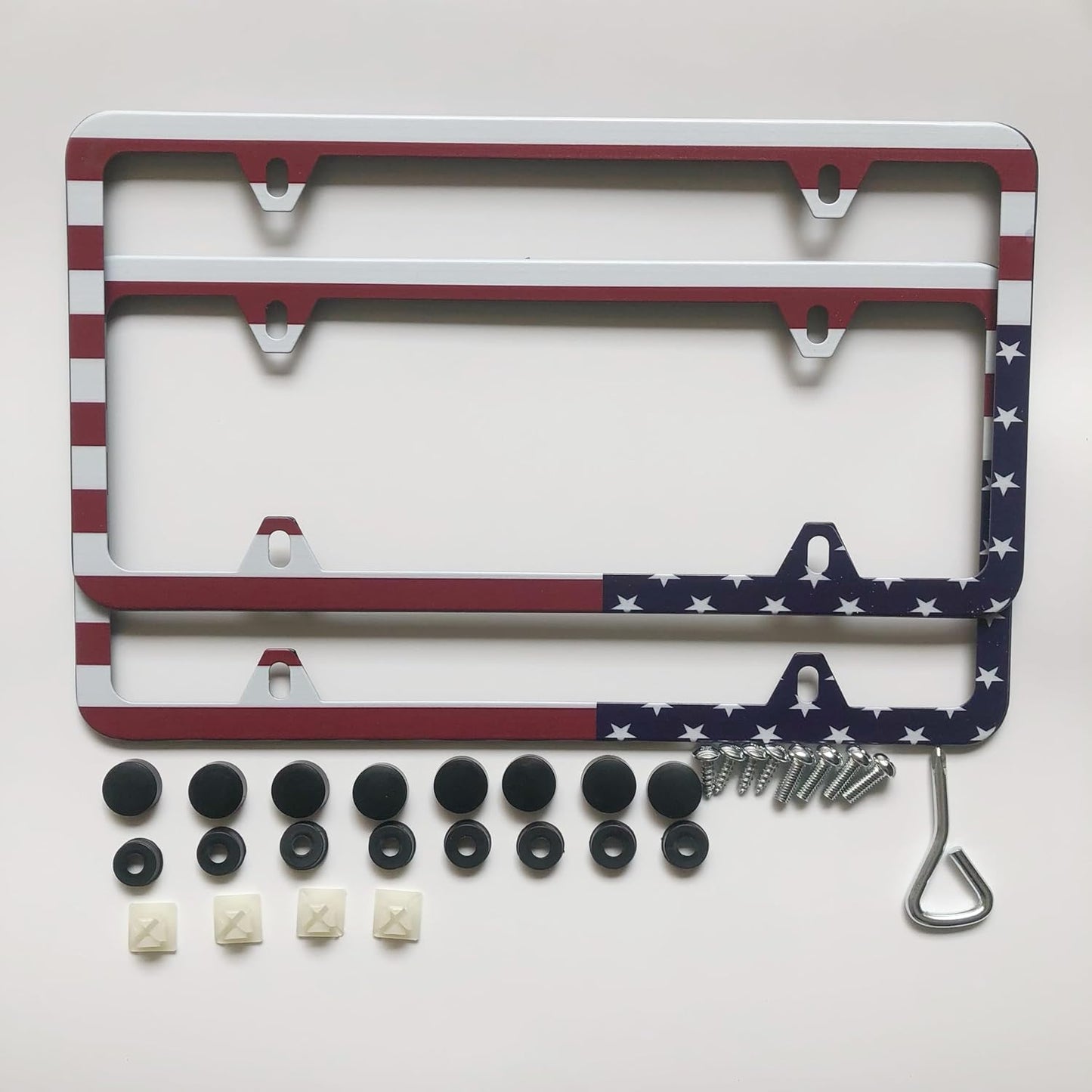 License Plate Frames,2 Packs Front Rear Car Tags,Aluminum Alloy License Plate Cover,No Rust,Water Proof,Wear Resistant,Car Accessories (Colorful USA Flag)