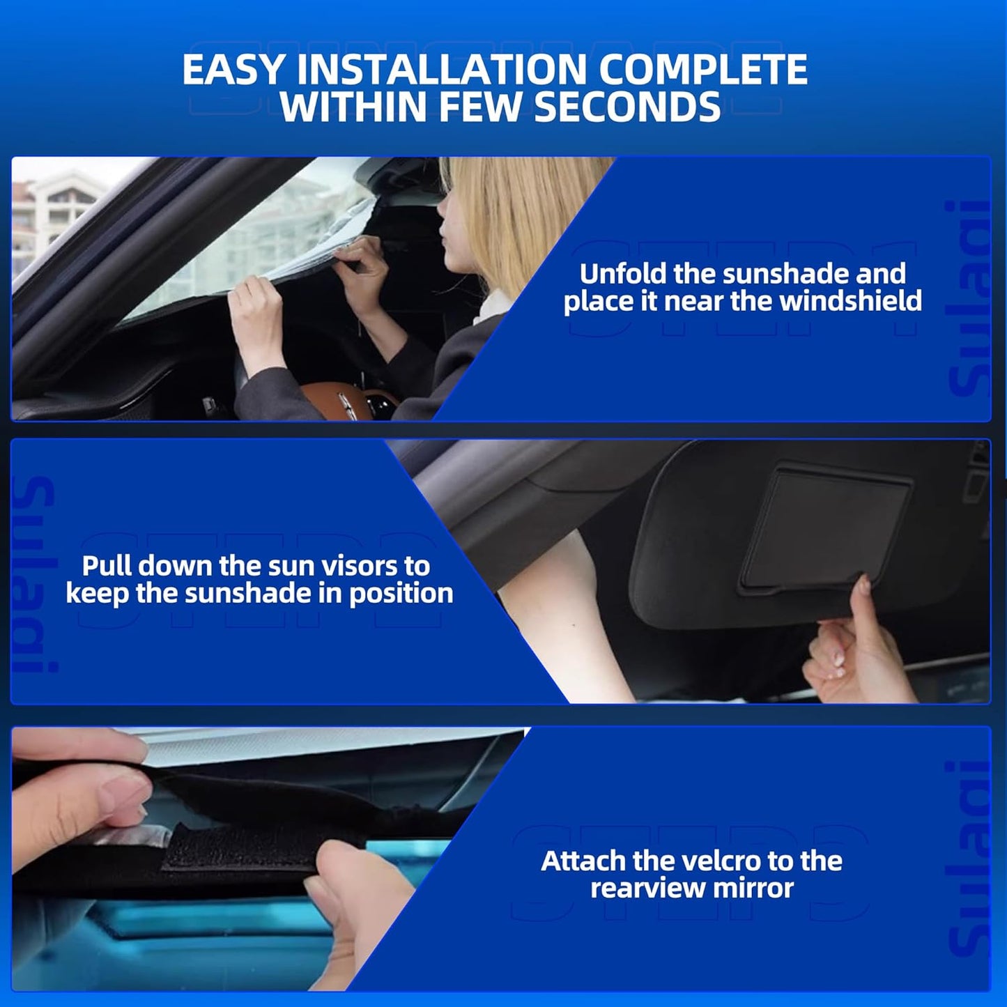 Windshield Sun Shade for H-yund-ai Santa Fe 2013-2018 Foldable Sunshade Custom Fit Front Window Car Interior Accessories Protector Blocks UV Rays