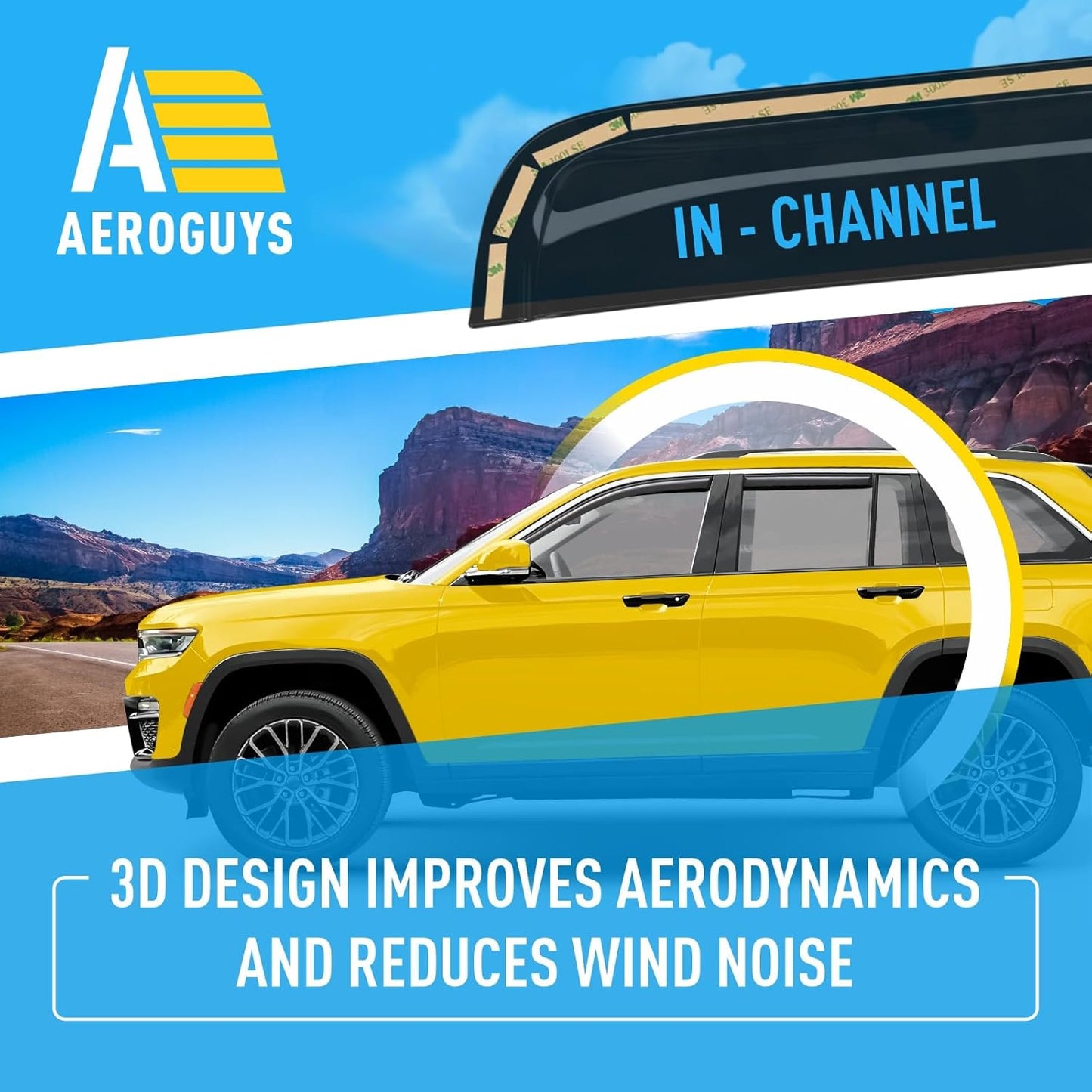 Extra Durable Window Deflectors in-Channel Window Visors Rain Guards Fit for Jeep Grand Cherokee 2022-2025, Sun Visors, Wind Vent for Shades, Exterior Car Accessories - 4pcs. AG0844