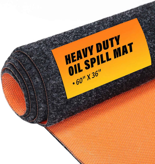 60" x 36" Heavy Duty Oil Spill Mat, Garage Floor Mat for Under Car, 1/4 Inch Thicked Waterproof Rubber Backing Mat Protect Floor, Reusable Oil Drip Leak Absorbent Pads