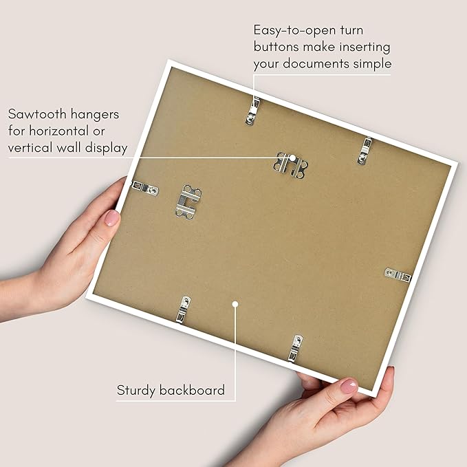 Americanflat 11.5x14 Diploma Frame with Shatter-Resistant Glass - Use as 8.5x11 Frame with Mat or Display 11.5x14 Document Without Mat - Legacy Collection - Certificate Frames for Wall - White