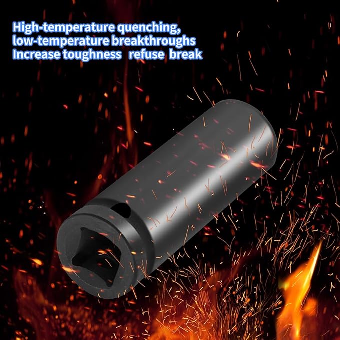 Meccion 1/2 Inch Drive Impact Socket 21mm Metric, 6 Point Cr-Mo Deep Impact Socket, 78mm Length