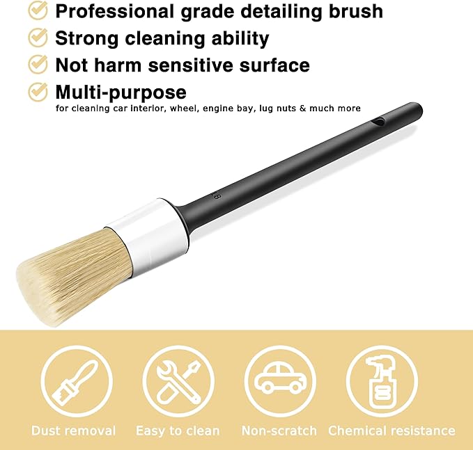 10pcs Car Detailing Kit, Premium Detailing Brush Set Includes 5 Soft Car Detailing Brushes, 3 Wire Brush, 2 Air Vent Brush for Cleaning Car Interior and Exterior Detailing, White