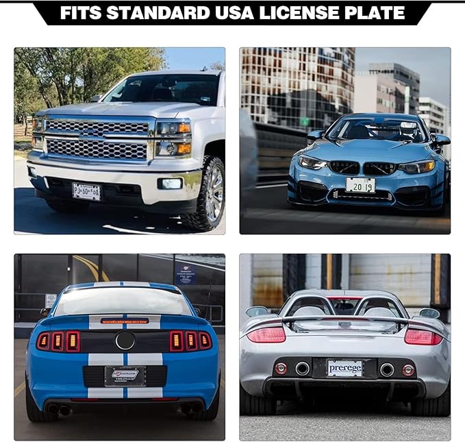 American Flag License Plate Frames, 2 Pack Black Patriotic USA Car Plate Frame, Aluminum License Plate Holder with Free Screws Fasteners Caps and Tool