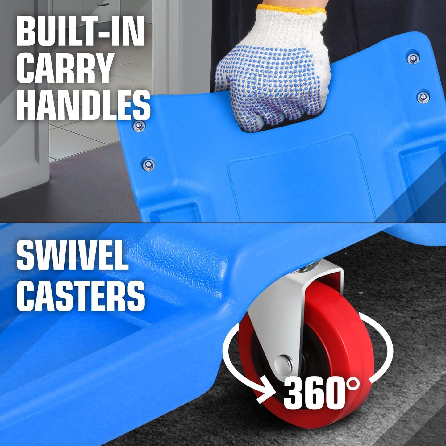 DNA MOTORING 36" L X 17" W x 4.25" H Vehicle Repair Low Profile Automotive Creeper w/Padded Headrest, Blue, TOOLS-00201-BL