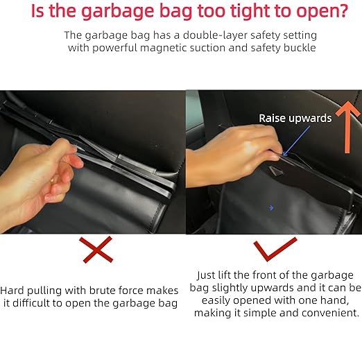 Car Leather Trash Bag Smart LED Waterproof Organizer Storage Garbage Can (Black)