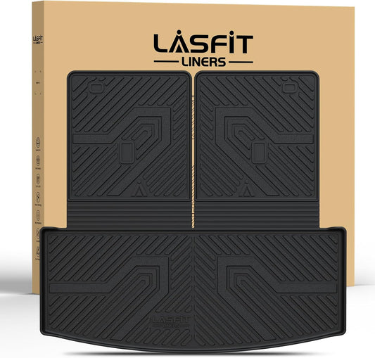 LASFIT Trunk & Backrest Mat for Ford Explorer 2020-2025, Custom Fit All Weather Protector TPE One-Piece Design Easy Installation Trunk with Seatback Mat, 1pc Black