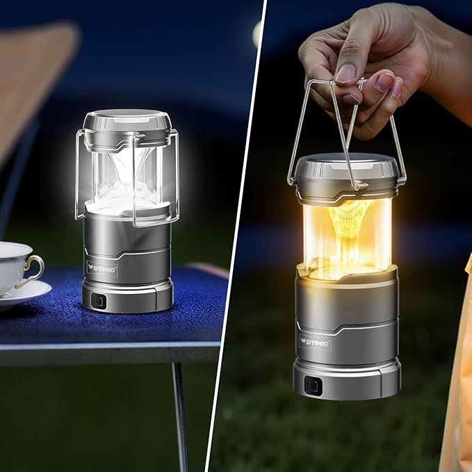 2 Pack Camping Lantern Rechargeable Collapsible, 65 LED 3 Light Modes Camping Lights, Stepless Dimming, Waterproof Portable Lanterns for Camping Power Outages Tent Emegency Home Hiking
