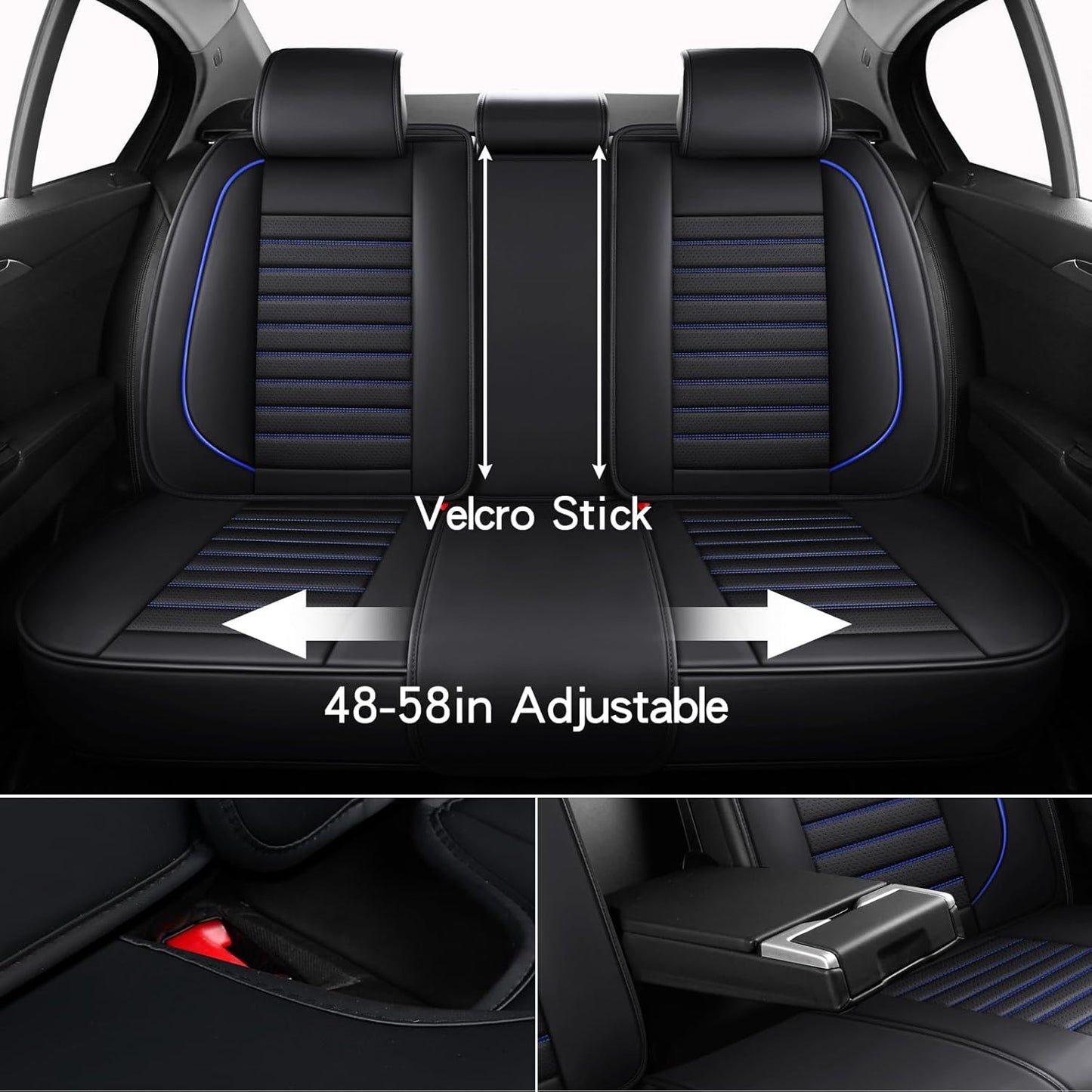 Leather Car Seat Covers Full Set, Universal Faux Leather Car Seat Covers 5 Seats, Automotive Seat Covers for Most Sedans SUVs Trucks, Front and Rear Seat Covers,Wine Red