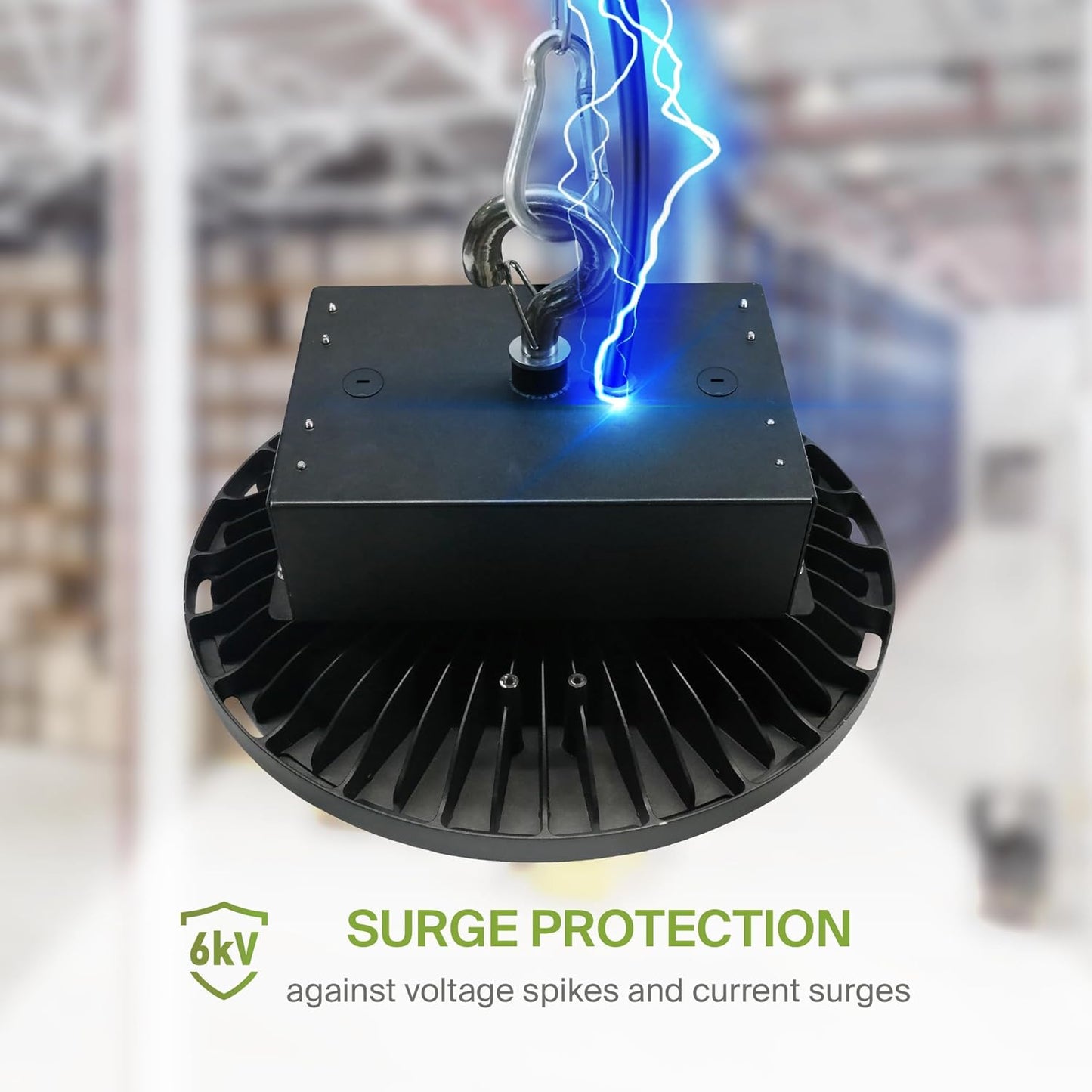 ASD LED High Bay UFO Light Fixture, Commercial Shop Lighting | Dimmable, IP69K Waterproof, DLC Premium, UL Listed | 400W 58600LM 5000K 277-480V | Warehouse, Garage, Workshop, Barn Lamp | Black