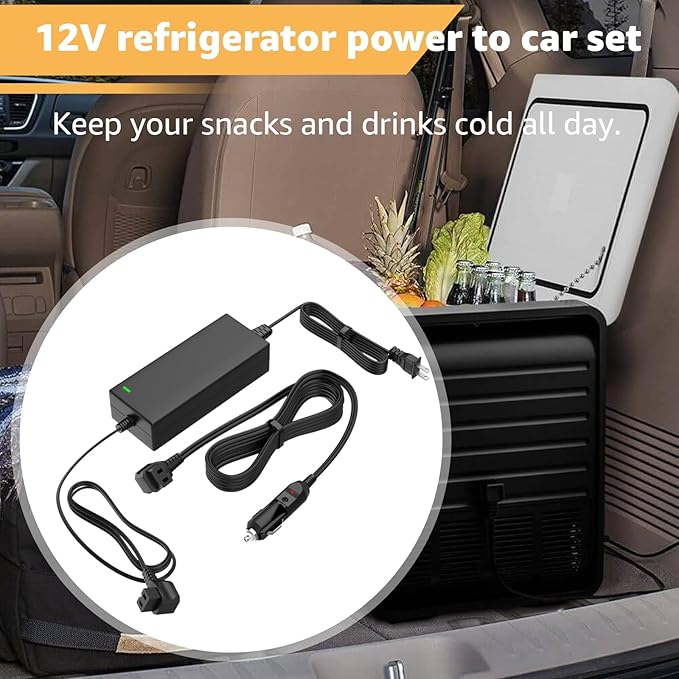 Power Cord Compatible with Alpicool, Bodega, Euhomy, BougeRV, ARB, ICECO, Setpower, JoyTutus, Cooler Power Cord for Most AC/DC Adapter Car Refrigerators﻿ ﻿