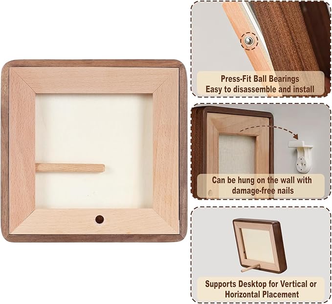 HELPLEX 6x6 Matted to 4x4 Square Picture Frame Set of 2 - Natural Walnut Wood with HD Tempered Glass, Convertible Design for Wall or Tabletop Display - Art Gallery & Luxury Home Office Decor