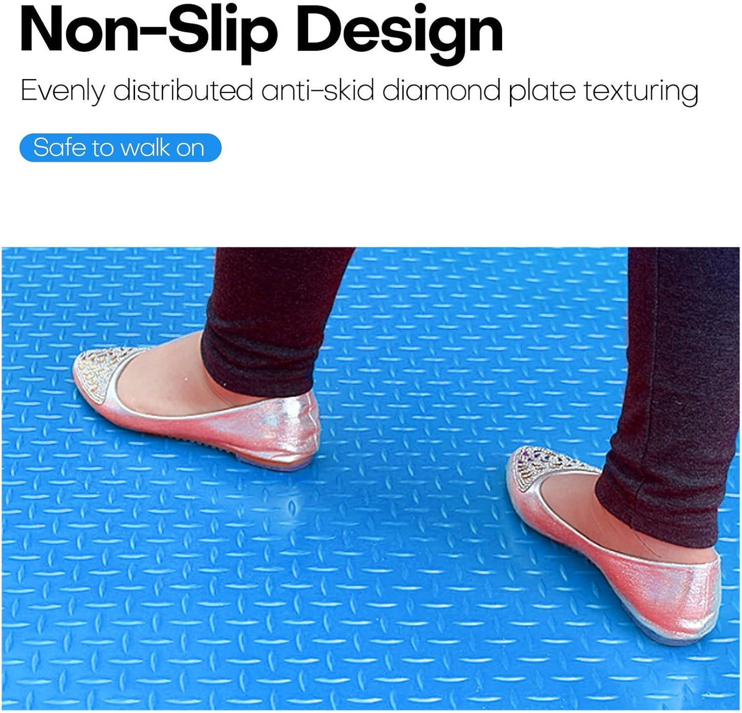 Boshen 5Ft x 12Ft Garage Floor Mat 2.5mm Thickened Rubber Flooring Roll 60sqft Diamond Plate PVC Rubber Trailer Mat Non-Slip Floor Protector Mat for Garage Warehouse Basement Trailer - Blue