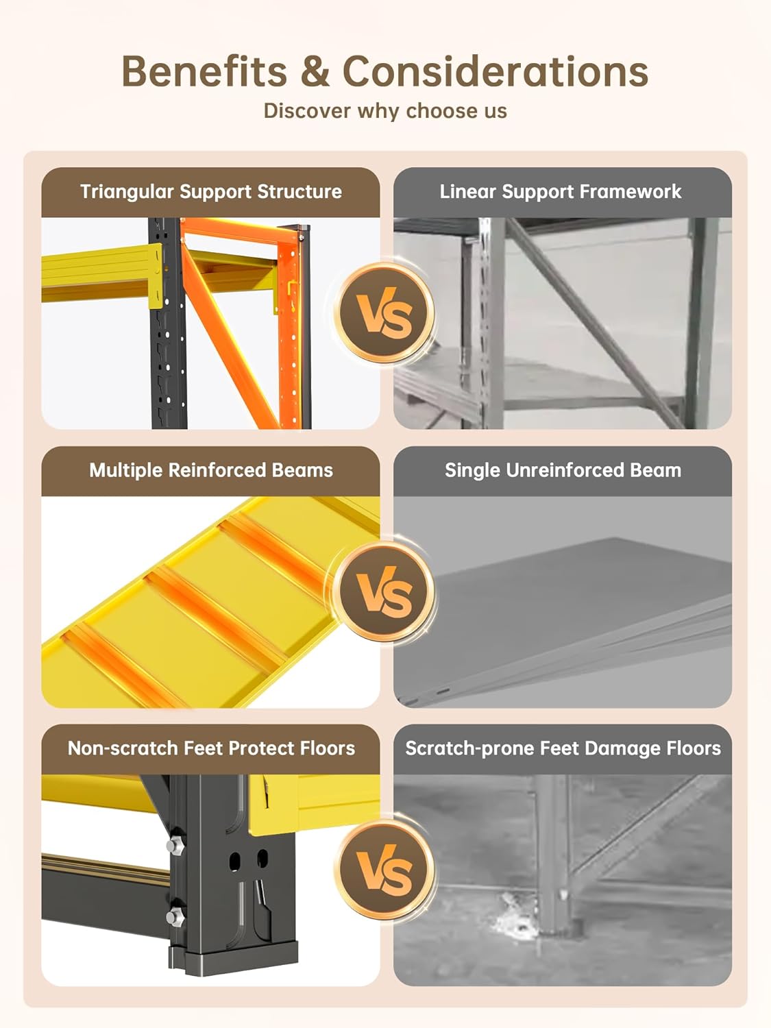 4-Tier Storage Shelves,79" H Heavy-Duty Garage Shelving Unit,Adjustable Industrial Metal Shelf System,5,000lbs Capacity,Tool Organizer for Garage,Workshop,60" W*24" D*79" H,Black&Yellow