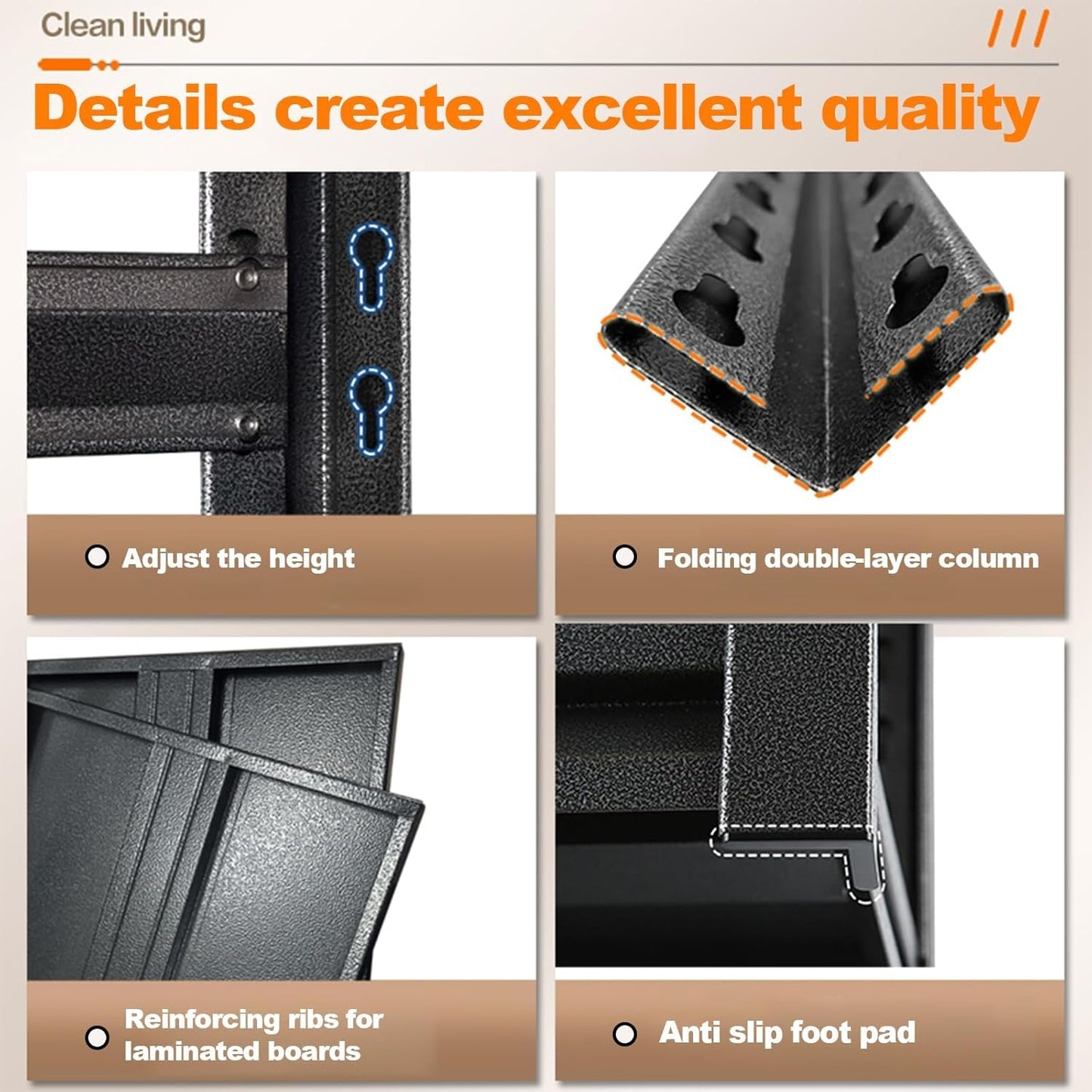 Metal Garage Shelving Unit, Heavy Duty 3-Tier 1050 LBS Loads Adjustable Storage Rack Garage Storage Shelves, Industrial Utility Shelf for Garages, Warehouses, Kitchen, Black