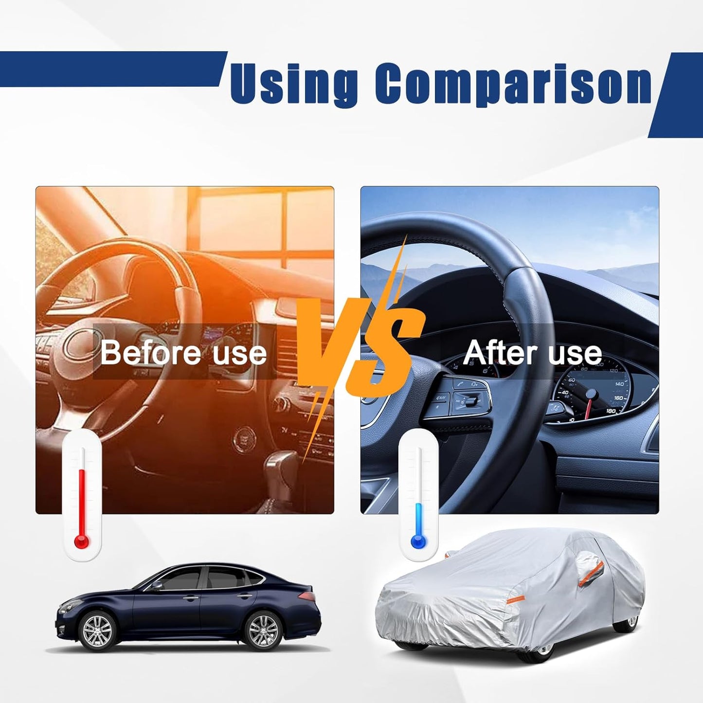 Kayme 6 Layers Car Cover Custom Fit for Cadillac CTS (2003-2014) Waterproof All Weather for Automobiles, Outdoor Full Cover Rain Sun UV Protection.Silver