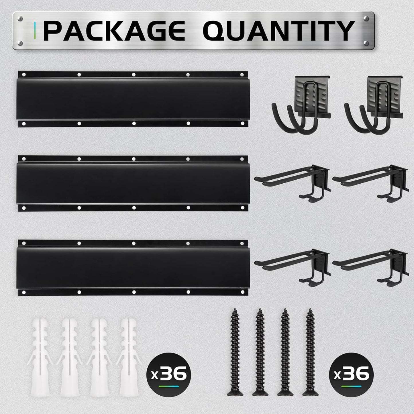 Garage Tool Organizer Wall Mount, Heavy Duty Garage Organization Tool Storage Utility Rack, Sturdy Storage Rack Hanger with Adjustable Hooks, Garden Tool Organizer for Shovel, Rake, Folding Chair