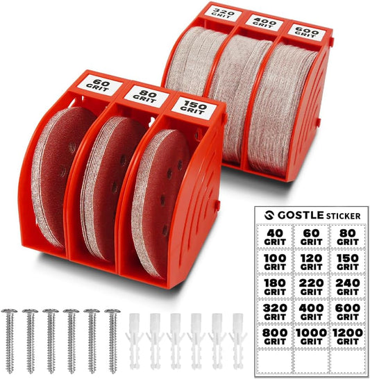 5 Inch Professional Sanding Discs Storage Bins - 6 Bins Set for Efficient Organization, Offset Snap-On Connection, Grit Classification, Space-Saving Design and Versatile Application, Red