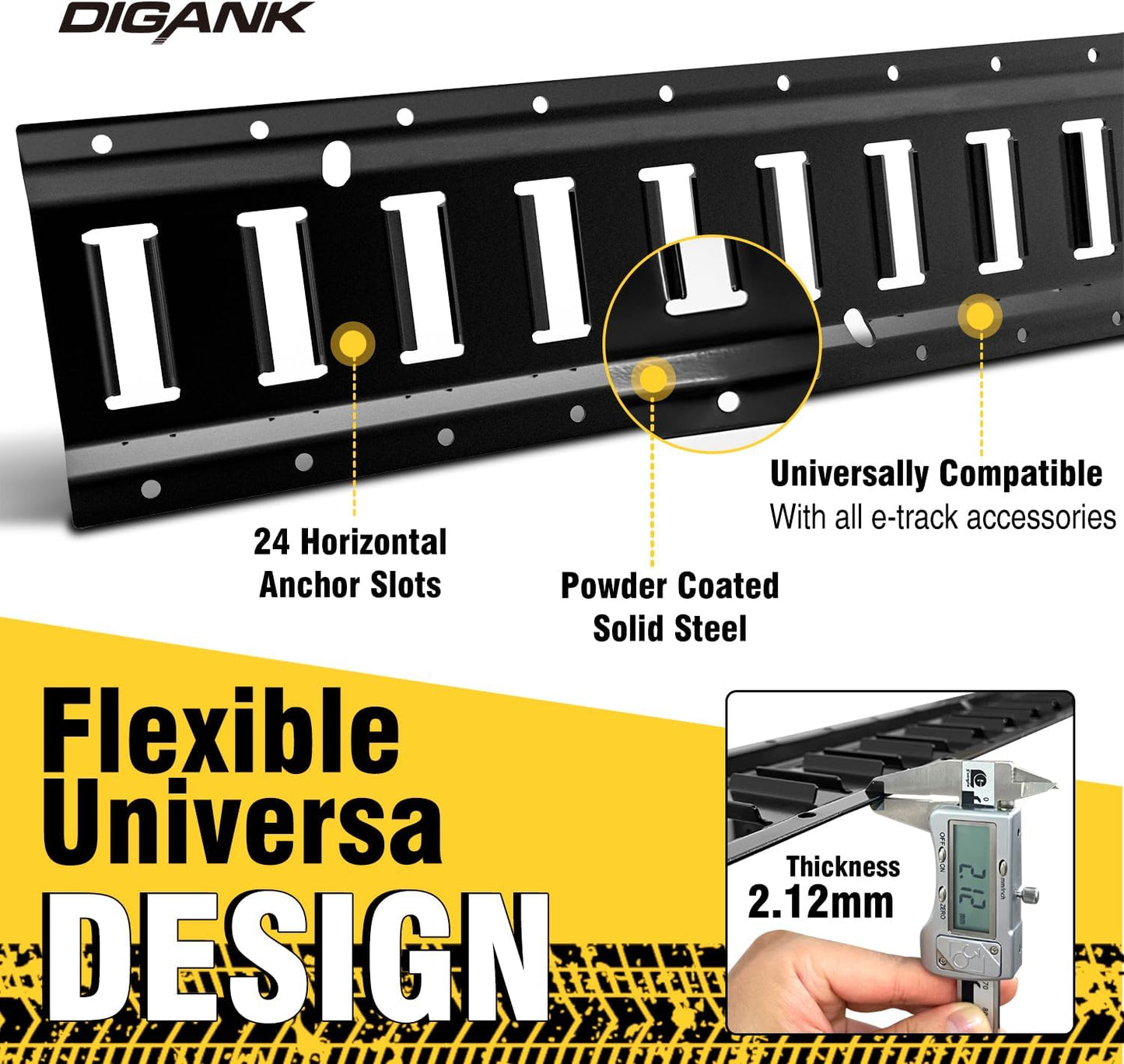E Track 4'（4 Pack） with Powder-Coated Steel Trailer Tie Down for Garages, Trucks, Pickups, and Vans, E-Track Rail Reliable Cargo Restraint (Screws Not Included)