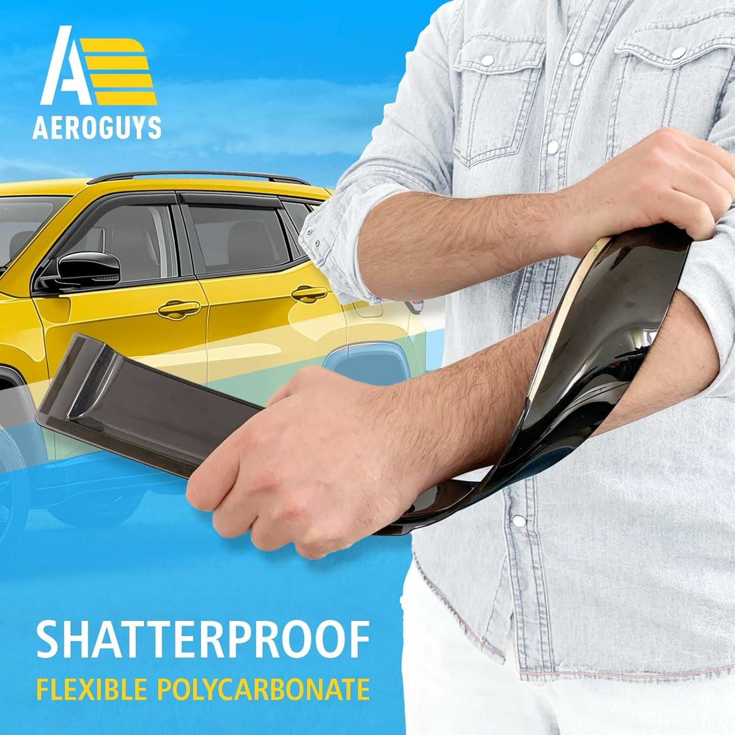 Extra Durable Window Deflectors Tape-On Window Visors Rain Guards Fit for Jeep Compass 2017-2025, Sun Visors, Wind Vent for Shades, Exterior Car Accessories - 4pcs. AG0729