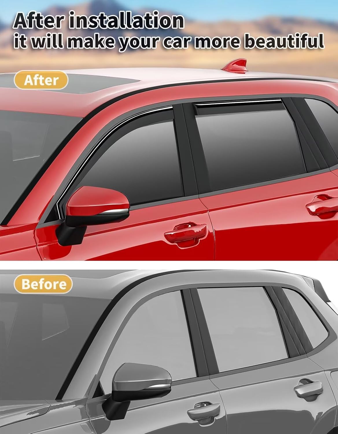 in-Channel Window Rain Guards Fit for Honda CR-V CRV 2023 2024 2025 Extra Durable Window Visors Window Deflectors Vent Visors Vent Shades Car Accessories-4 pcs 2-Q03