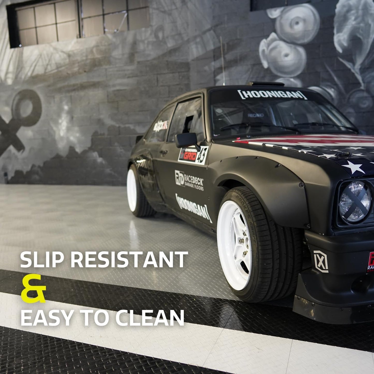 Big Floors RaceDeck Diamond Plate Design, Durable Interlocking Modular Garage Flooring Tile (Red, 12 Pack of 12 x 12" Tiles)