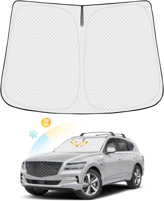Windshield Sun Shade for 2021-2025 2026 Genesis GV80 Accessories Thicken 6-Layer Front Window Sunshade Cover Sun Visor Protector Foldable Block UV Rays Keep Vehicle Cool
