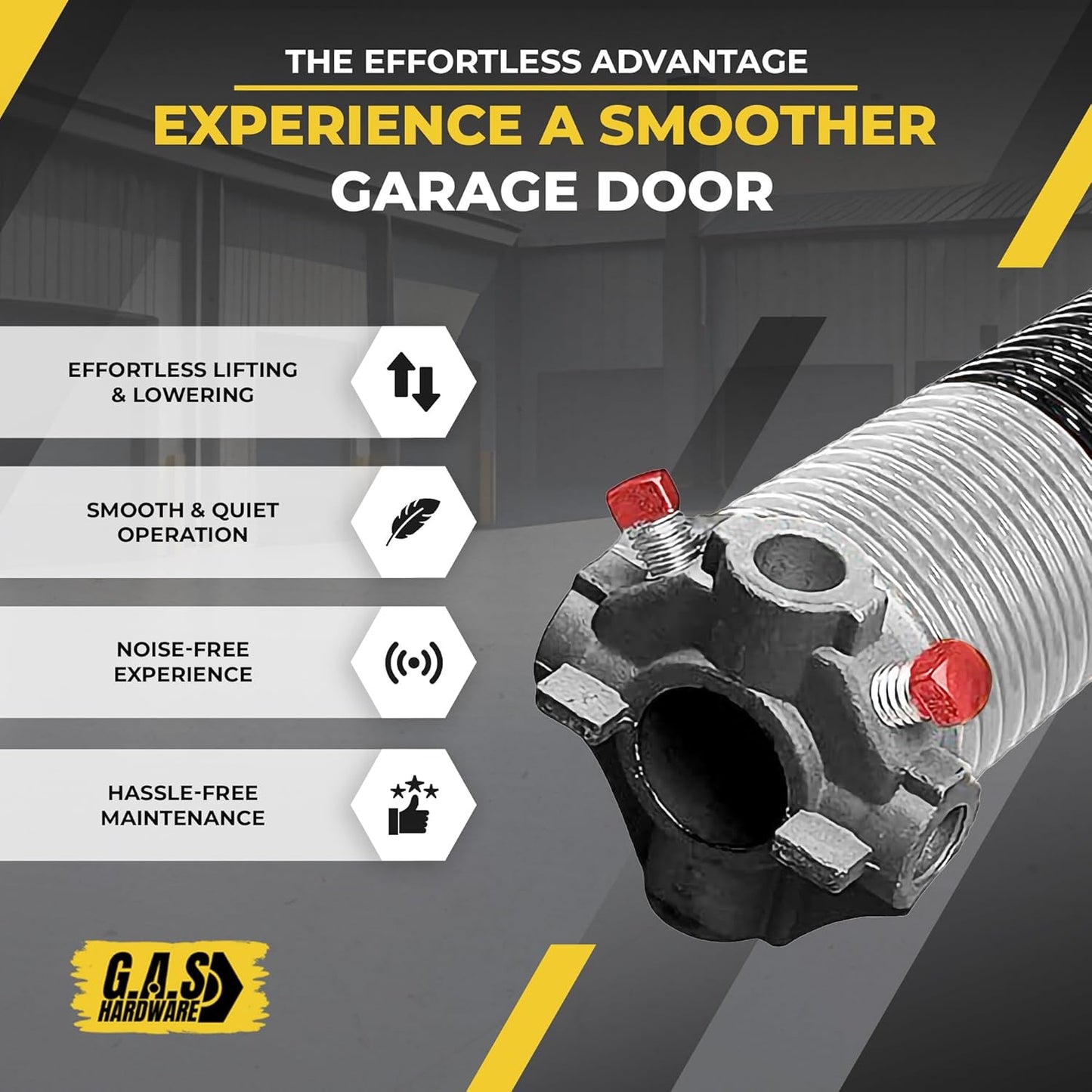 Garage Door Torsion Spring 218x1.75x26 Includes 1” Steel Bearing, Non-Slip Gloves, and Winding Bars for Left Side of Garage Door Precision E-Coating 5-Year Warranty Min. 30,000 Cycles (Red Cone)