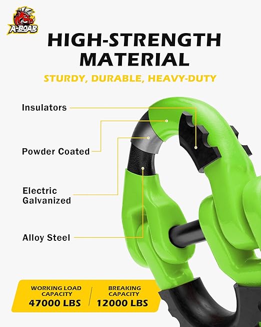 1/2 Safety Chain Connector, 2 Pack Hammerlock Coupling for Trailer Chains, 12000Lbs Load Capacity, Alloy Steel Tow Hitch Safety Link, Green