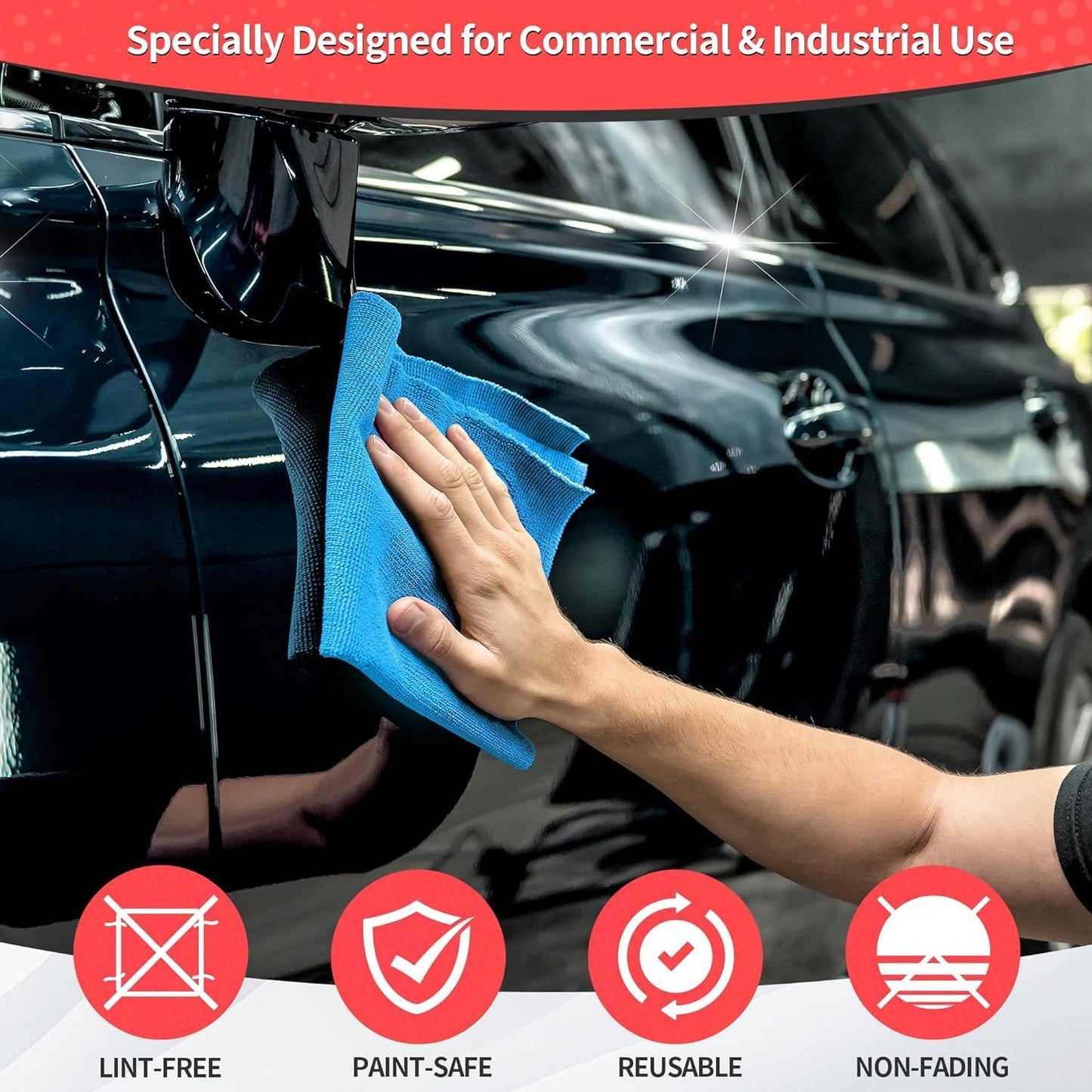 HOMERHYME Shop Towels, 150 Pack Cleaning Rags Microfiber Towels, Bulk All-Purpose Microfiber Cleaning Cloth Lint-Free Wipe Washcloth for Commercial Garage Automotive & Housekeeping 11.5"*11.5"