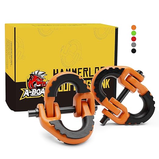 1/2 Safety Chain Connector Link, 2pack Hammerlock Coupling Link for Trailer Chains Connect, Drop Forged Steel Tow Hitch Safety Chain Connector Link, Orange