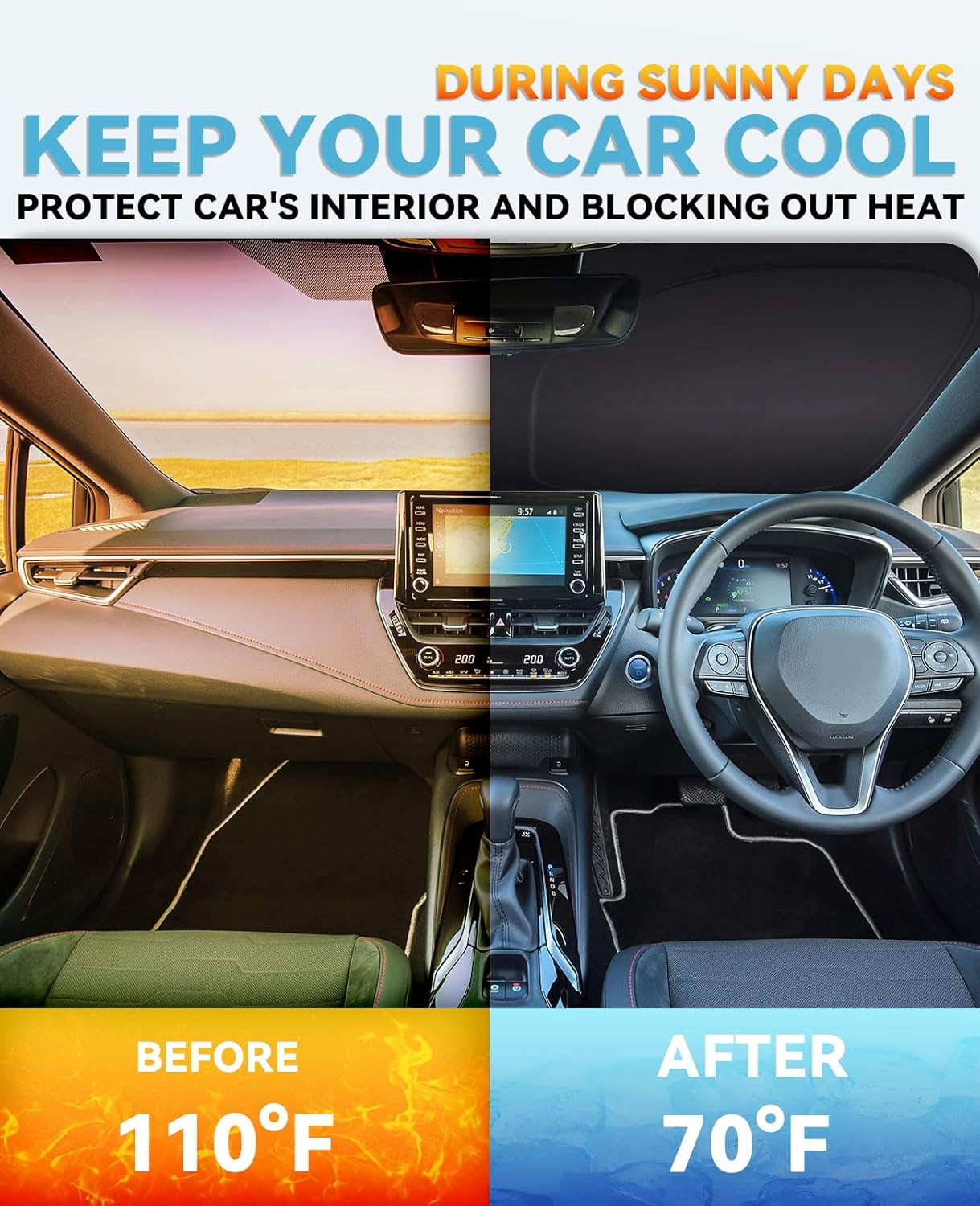 Sun Shade for C-HR CHR Windshield Sunshades Cover Front Window Shields Custom Fit for 2018-2022 2023 2024 2025 Toyota C-HR Accessories 240T Reflective Sun Visor Protector Blocks UV Rays & Heat Damage