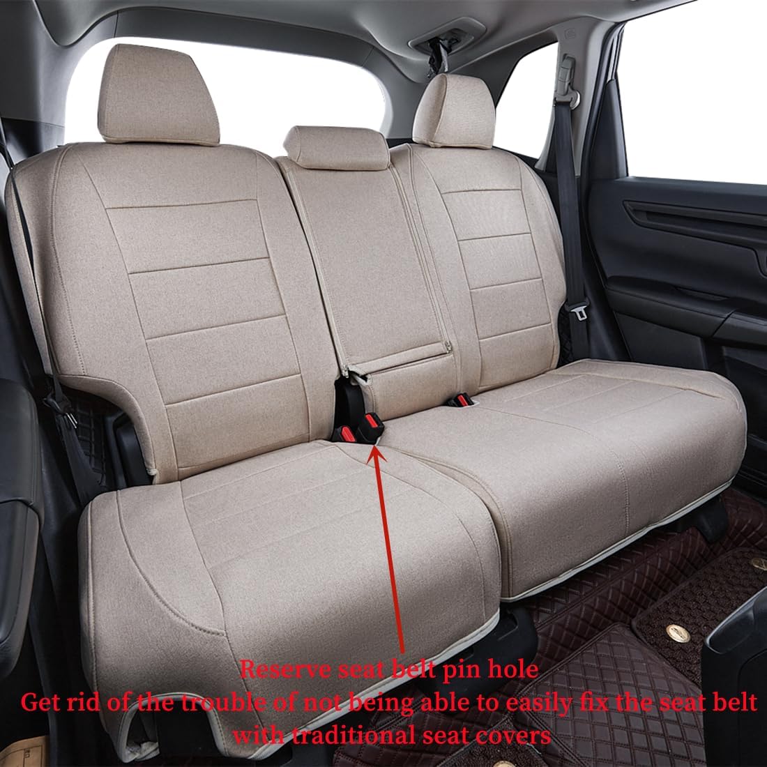 coverdream CRV Seat Covers Custom Fit for 2017 2018 2019 2020 2021 2022 Honda CRV LX, EX, SE, EX-L,Touring,Hybrid,Full Coverage Polyester Car Seat Protector(Full Set,Beige)