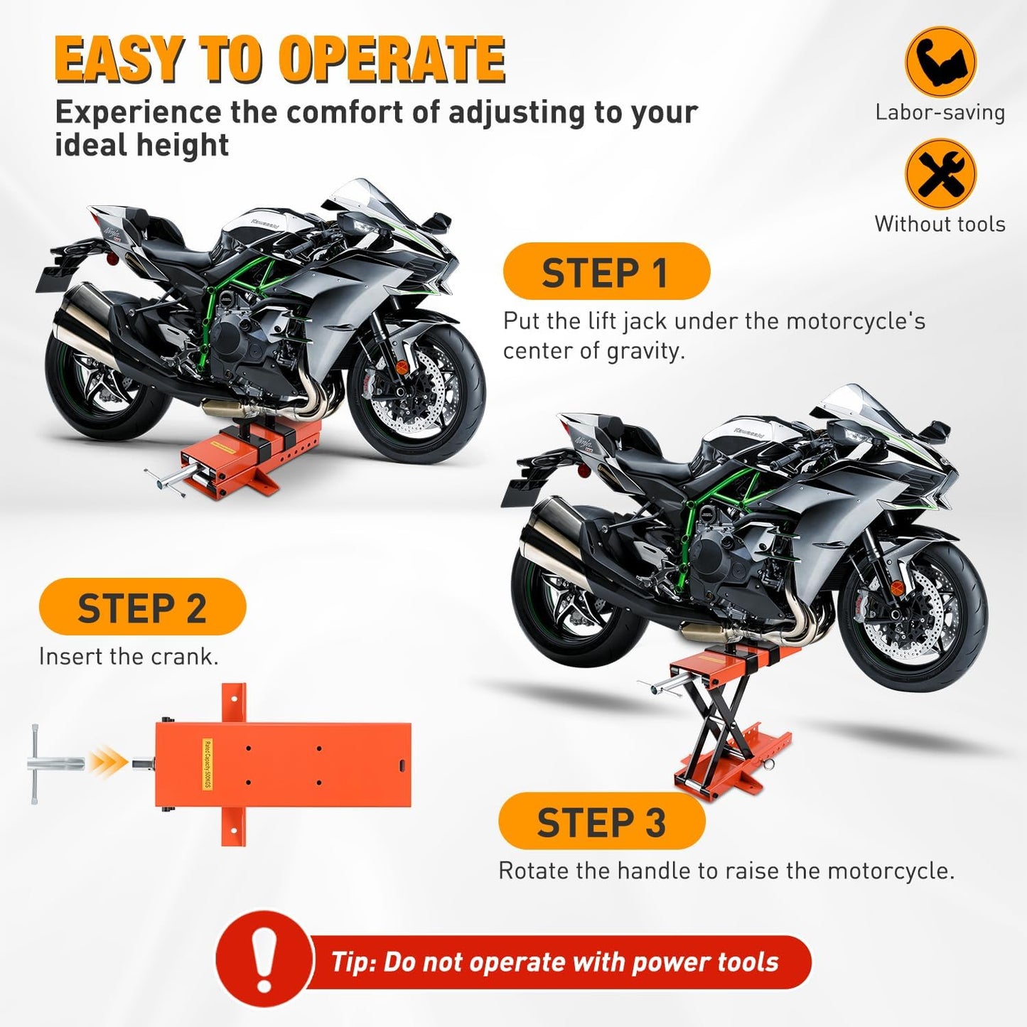 Nilight Motorcycle Lift 1100 LBS ATV Scissor Jacks with Saddle Safety Pin Crank Handle 3.7"-15.7" Hoist Stand Heavy Duty Steel Lifter Jack for Motorcycles Dirt Bike Garage Storage Repair Tool, Orange