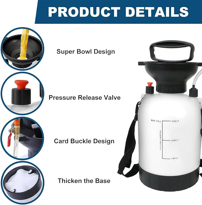 3L Transmission Fluid Pump Kit, Car Transmission Fluid Hand Pump, Transmission Oil Pump, for Automotive Trucks Marine Engines Manual Oil Fill Tool, Teflon Tape & Gloves
