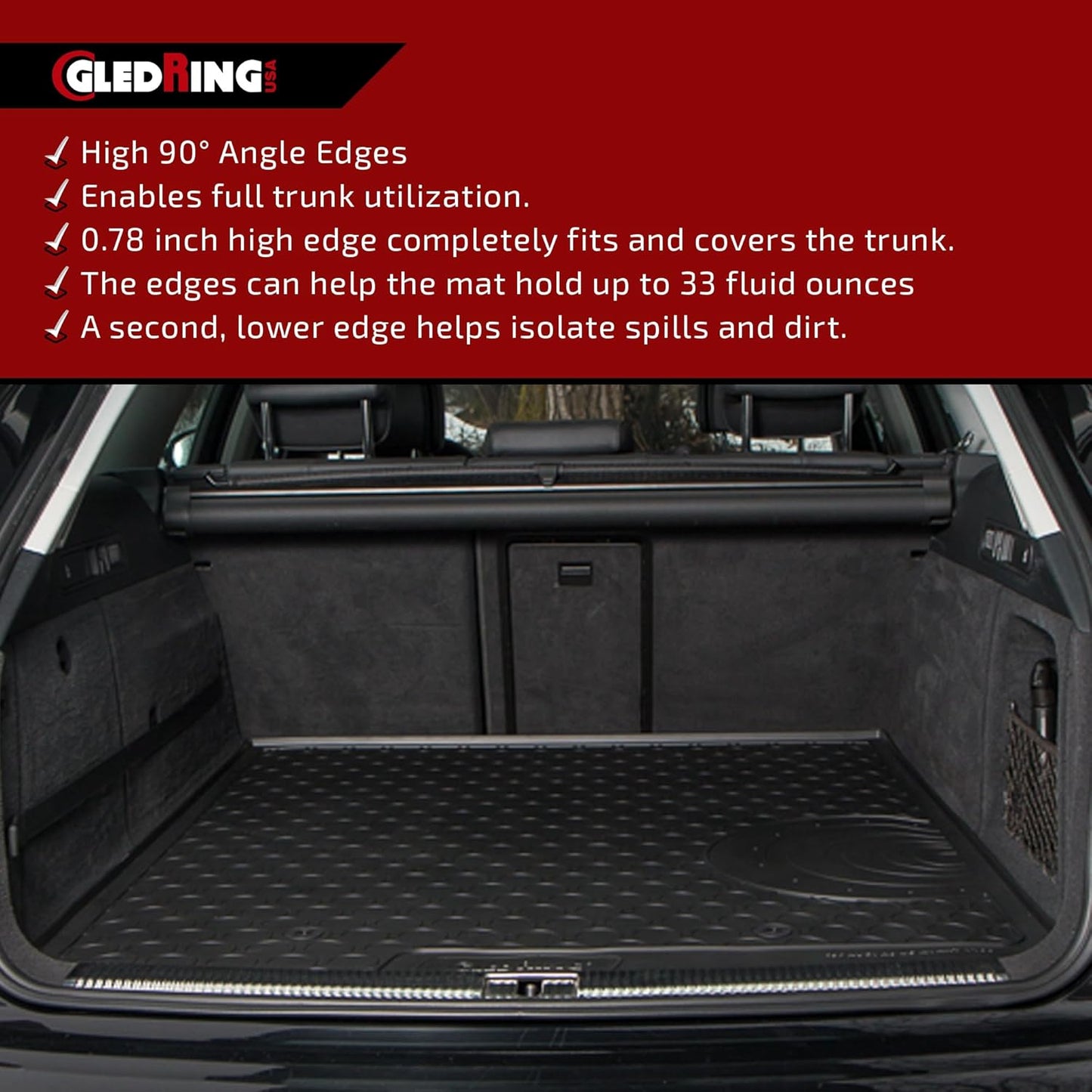 Gledring USA Custom Fit Rubber Floor Mats Intended for Mercedes Benz Sprinter Cargo RWD with Air Vent 2019-2023, No Trimming Needed, All-Weather, 3 Piece Set