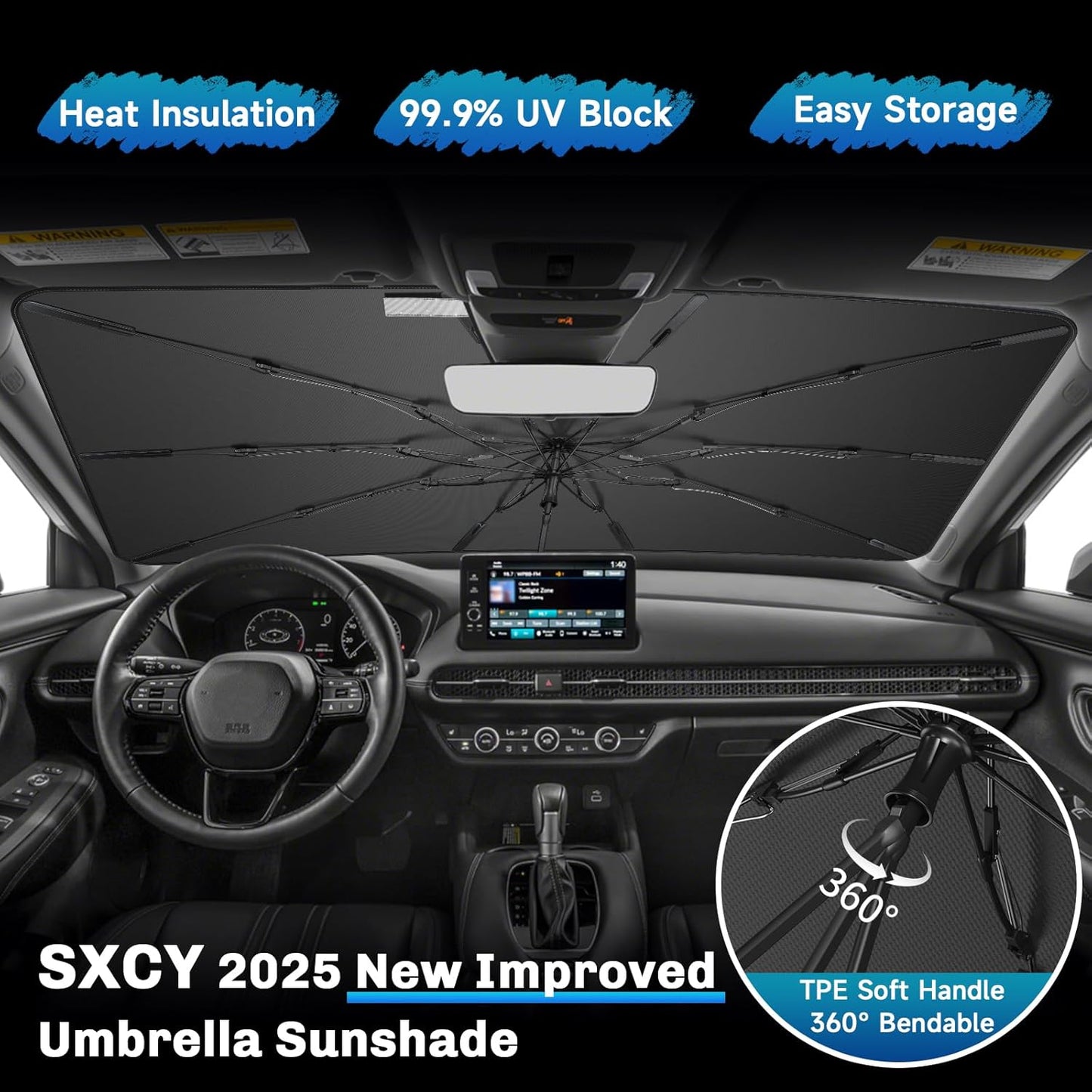 SXCY for 2023 2024 2025 Honda HRV Windshield Umbrella Sunshade [Easier Foldable] for 2025 Honda HRV HR-V Accessories 2025 HRV Sunshade Umbrella for 2025 HRV Windshield Sun Shade Umbrella