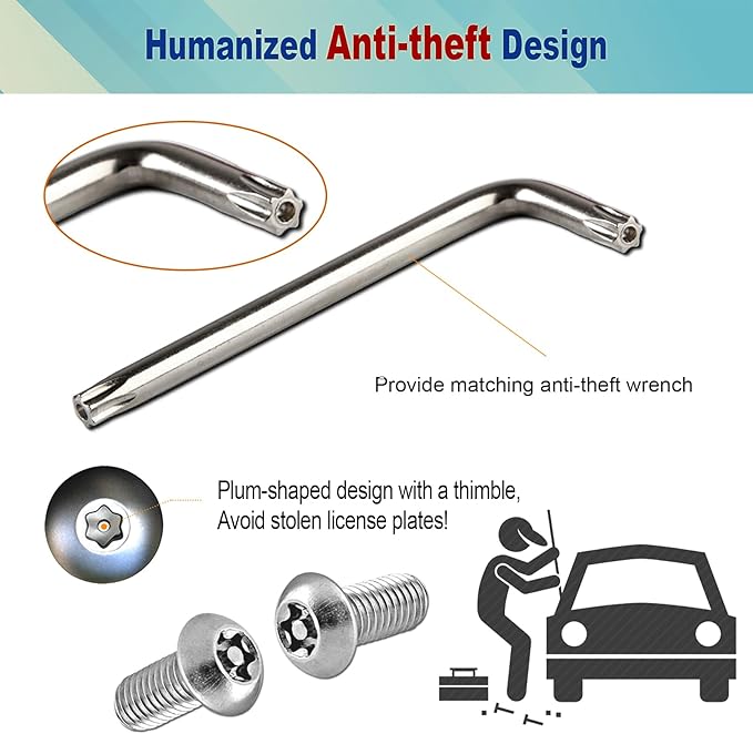 BGGTMO Front License Plate Mounting Kit- Universal License Plate Bracket & Black Aluminum Car Tag Frame for 2 Drill Hole Front Bumper, Adapter Holder with Anti-Theft Screws Bolts Caps Cover Fastener