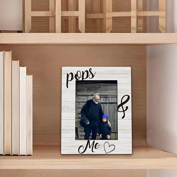 Fathers Day Pops Picture Frames - Grandpa Photo Frame, PopsGrandpa Gifts for Father's Day Birthday from Grandkids Grandchildren, Pops and Me Picture Grandpa Photo Frames for Home Bedroom Decor, 5x7